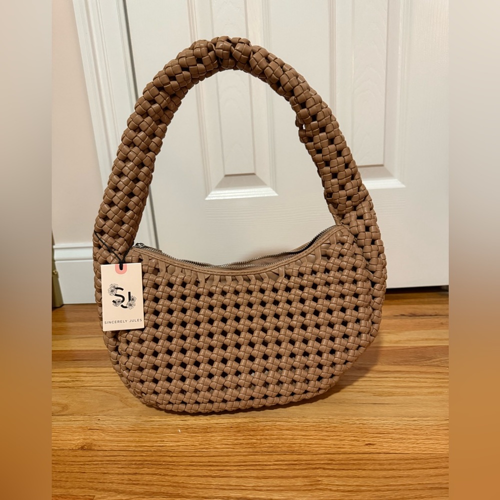 Sincerly Jules Tan Woven Shoulder Bag